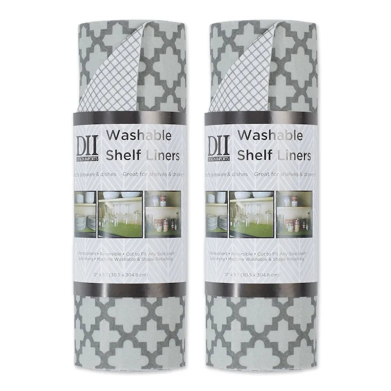 DII Grey Lattice Shelf Liner (Set of 2)