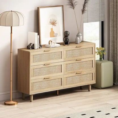 51.186-Drawers Rattan Storage Cabinet for Bedroom,Living Room