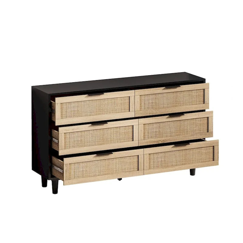 51.186-Drawers Rattan Storage Cabinet for Bedroom,Living Room