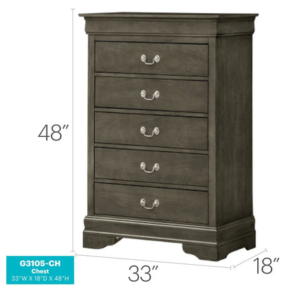 Louis Phillipe 5 Drawer Chest of Drawers (33 in L. X 18 in W. X 48 in H)