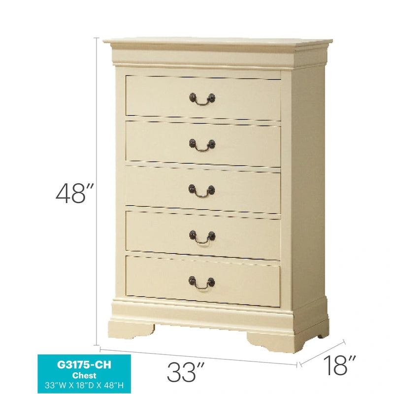 Louis Phillipe 5 Drawer Chest of Drawers (33 in L. X 18 in W. X 48 in H)