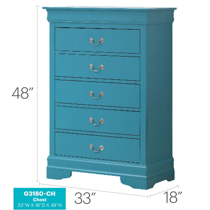 Louis Phillipe 5 Drawer Chest of Drawers (33 in L. X 18 in W. X 48 in H)