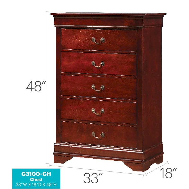 Louis Phillipe 5 Drawer Chest of Drawers (33 in L. X 18 in W. X 48 in H)