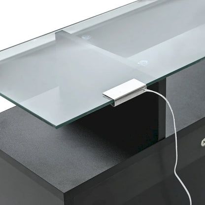 Tempered Glass Top Shoe Storage Cabinet with Drawer
