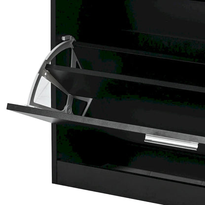 Tempered Glass Top Shoe Storage Cabinet with Drawer