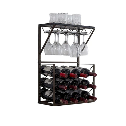 Countertop Wine Bottle & Glass Rack, Pewter/Marble
