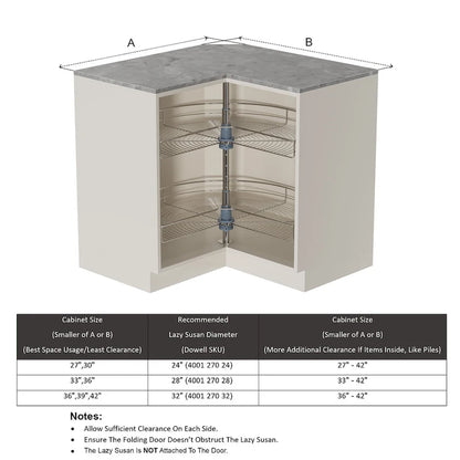 Dowell Lazy Susan 28 Diameter - 270 Degree Double Rack Stainless Steel