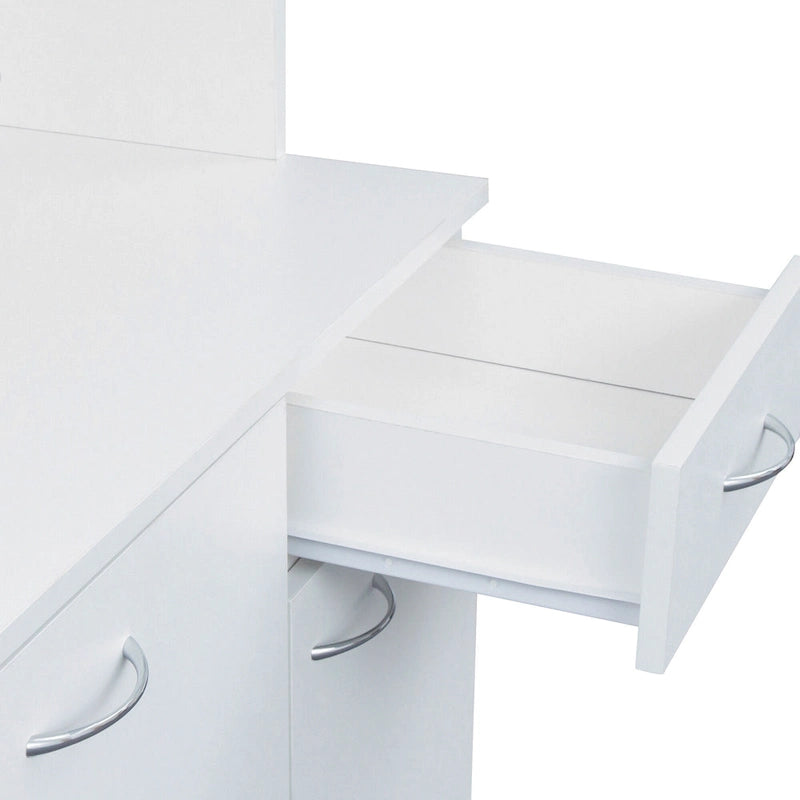 White 71 Tall Kitchen Pantry Buffet Cabinet with 6-Doors, 1-Open Shelves and 1-Drawer - 39.37W x 15.35 D x70.87H