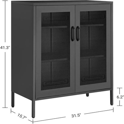 Metal Storage Cabinet with Mesh Doors - 15.7D x 31.5W x 41.3H