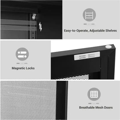 Metal Storage Cabinet with Mesh Doors - 15.7D x 31.5W x 41.3H