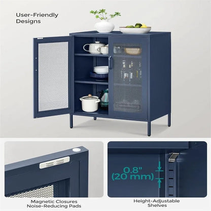 Metal Storage Cabinet with Mesh Doors - 15.7D x 31.5W x 41.3H