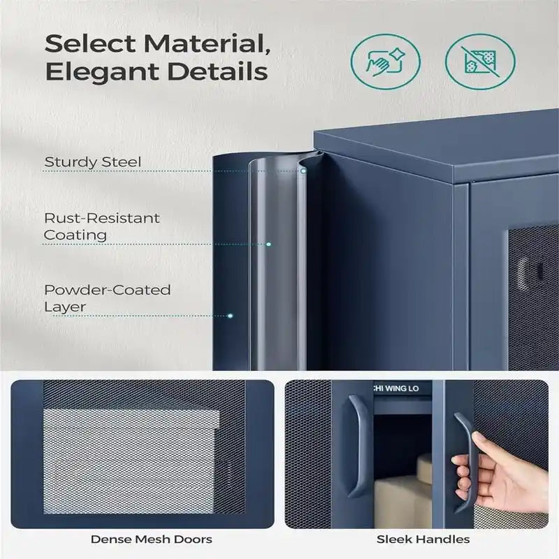 Metal Storage Cabinet with Mesh Doors - 15.7D x 31.5W x 41.3H