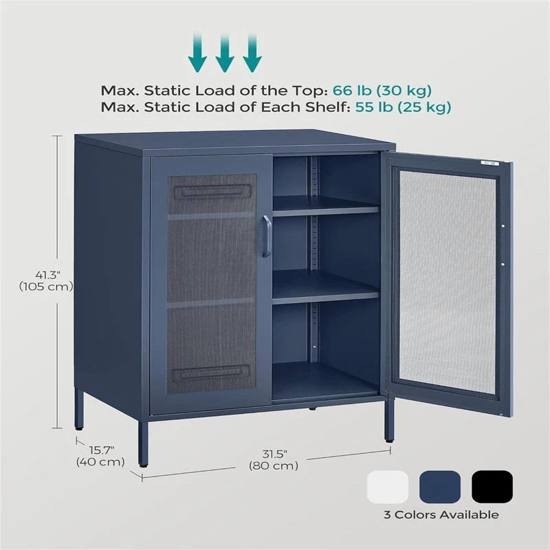 Metal Storage Cabinet with Mesh Doors - 15.7D x 31.5W x 41.3H