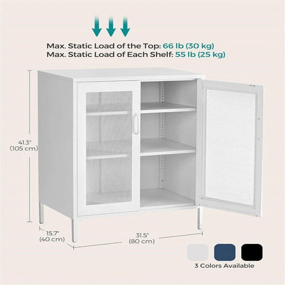 Metal Storage Cabinet with Mesh Doors - 15.7D x 31.5W x 41.3H