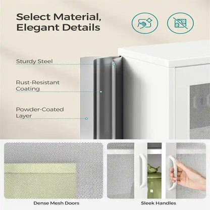 Metal Storage Cabinet with Mesh Doors - 15.7D x 31.5W x 41.3H