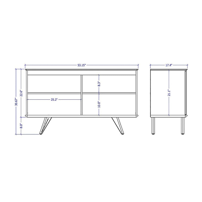 Manhattan Comfort Tudor 53.15 Sideboard with 4 Shelves