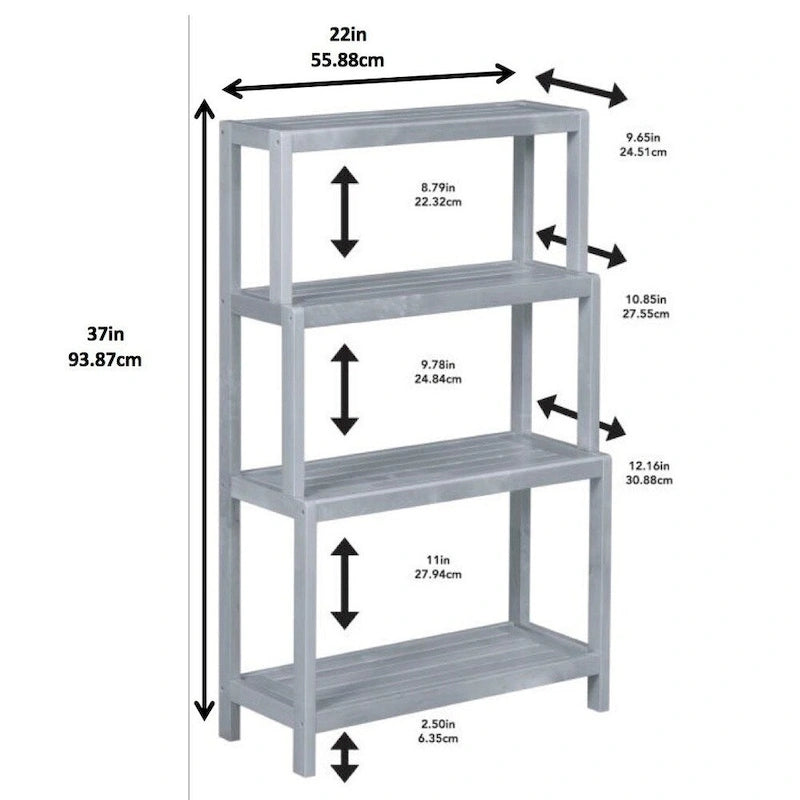 NewRidge Solid Wood Dunnsville 4-Tier Stepback Shelf, Bookcase