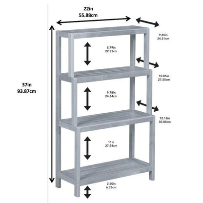 NewRidge Solid Wood Dunnsville 4-Tier Stepback Shelf, Bookcase