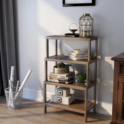NewRidge Solid Wood Dunnsville 4-Tier Stepback Shelf, Bookcase