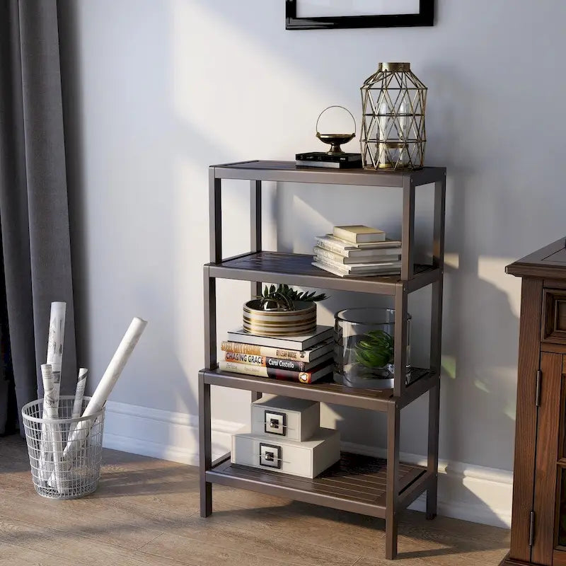 NewRidge Solid Wood Dunnsville 4-Tier Stepback Shelf, Bookcase