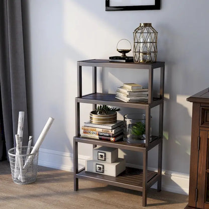 NewRidge Solid Wood Dunnsville 4-Tier Stepback Shelf, Bookcase
