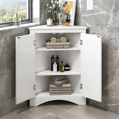 Grey Triangle Bathroom Storage Cabinet with Adjustable Shelves