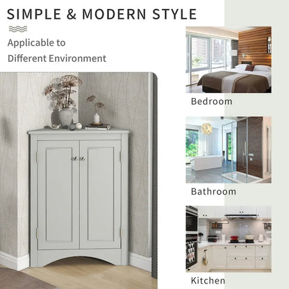 Grey Triangle Bathroom Storage Cabinet with Adjustable Shelves