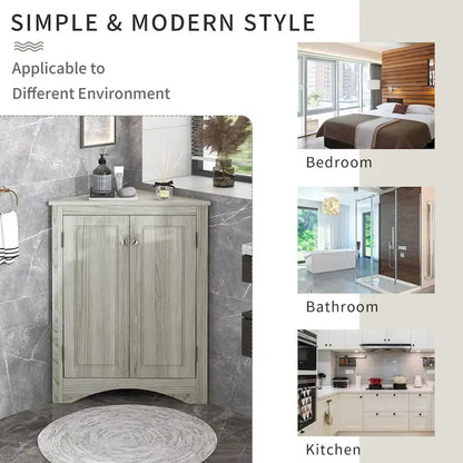 Grey Triangle Bathroom Storage Cabinet with Adjustable Shelves