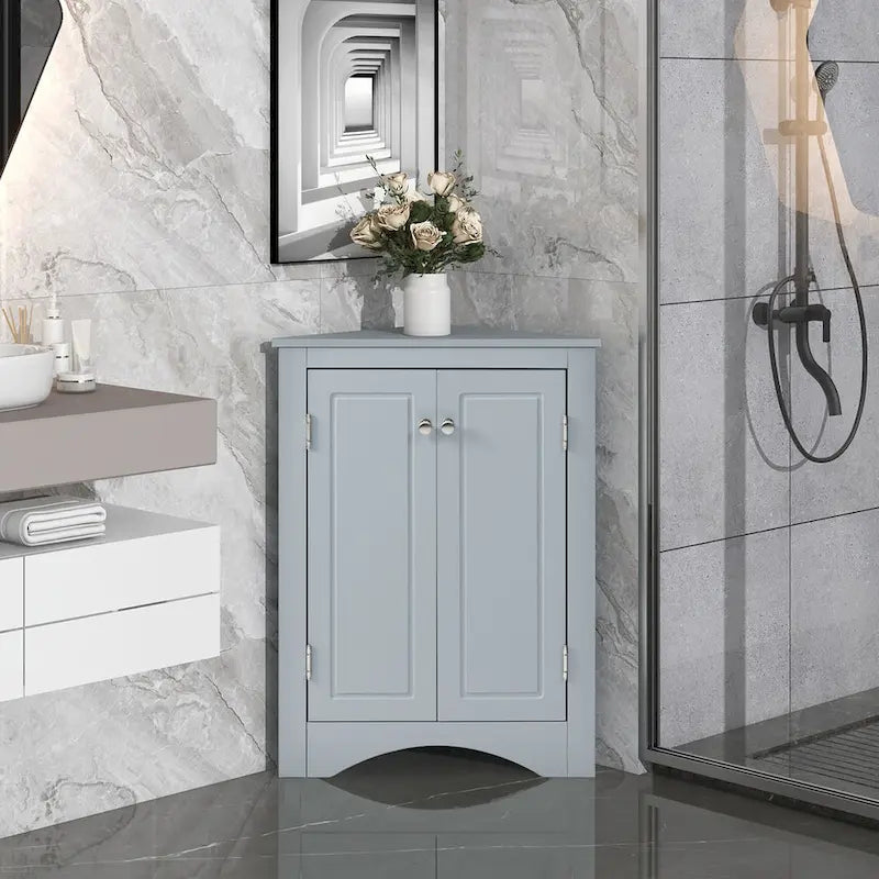 Grey Triangle Bathroom Storage Cabinet with Adjustable Shelves