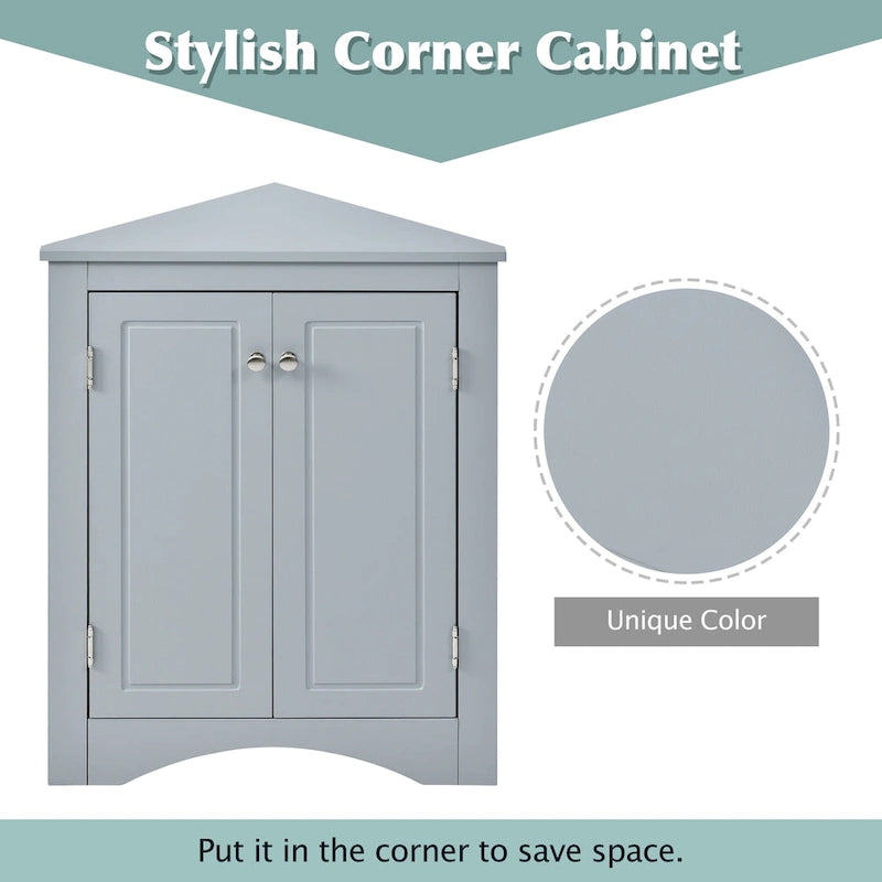 Grey Triangle Bathroom Storage Cabinet with Adjustable Shelves