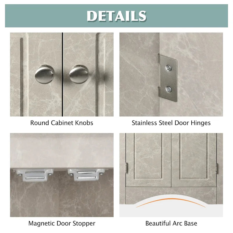 Grey Triangle Bathroom Storage Cabinet with Adjustable Shelves