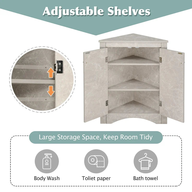 Grey Triangle Bathroom Storage Cabinet with Adjustable Shelves