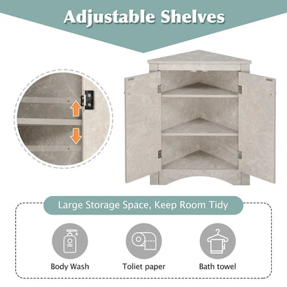 Grey Triangle Bathroom Storage Cabinet with Adjustable Shelves