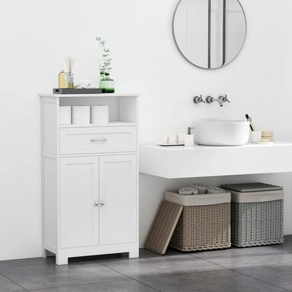 kleankin Modern Bathroom Storage Cabinet Free Standing Cupboard with Drawer and Adjustable Shelf - 11.75*23.5*42.75