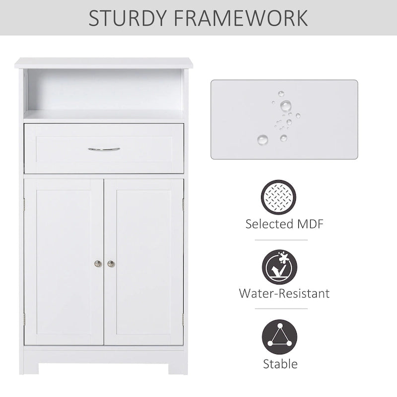 kleankin Modern Bathroom Storage Cabinet Free Standing Cupboard with Drawer and Adjustable Shelf - 11.75*23.5*42.75