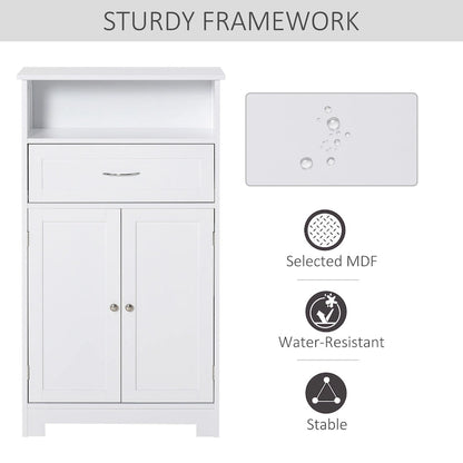 kleankin Modern Bathroom Storage Cabinet Free Standing Cupboard with Drawer and Adjustable Shelf - 11.75*23.5*42.75