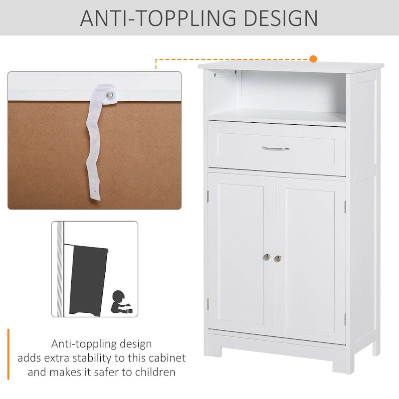 kleankin Modern Bathroom Storage Cabinet Free Standing Cupboard with Drawer and Adjustable Shelf - 11.75*23.5*42.75