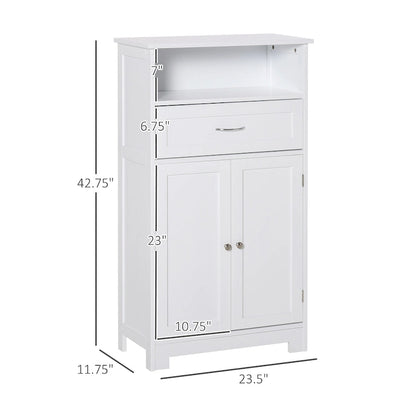 kleankin Modern Bathroom Storage Cabinet Free Standing Cupboard with Drawer and Adjustable Shelf - 11.75*23.5*42.75