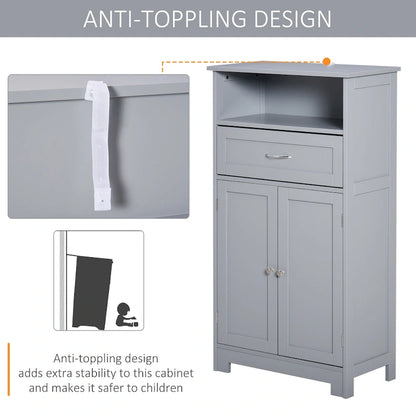 kleankin Modern Bathroom Storage Cabinet Free Standing Cupboard with Drawer and Adjustable Shelf - 11.75*23.5*42.75