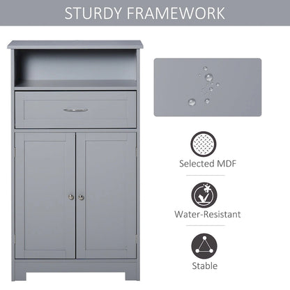 kleankin Modern Bathroom Storage Cabinet Free Standing Cupboard with Drawer and Adjustable Shelf - 11.75*23.5*42.75