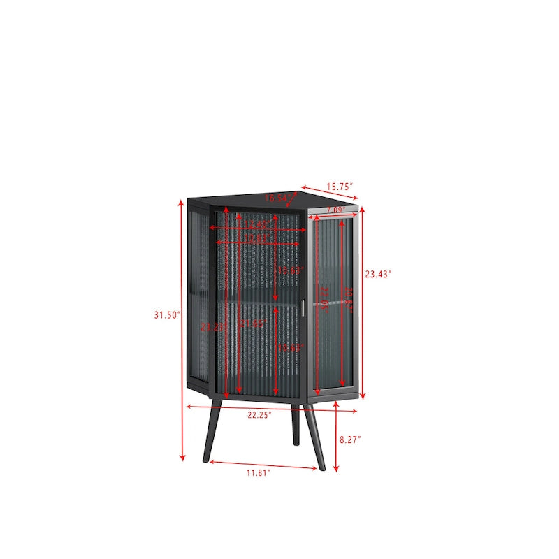 22.25 Floor Coner Cabinet with Tempered Glass Door