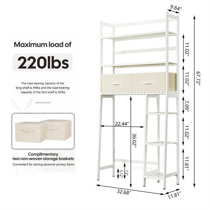 Over the Toilet Storage Cabinet - 11.81D x 32.68W x 67.72H
