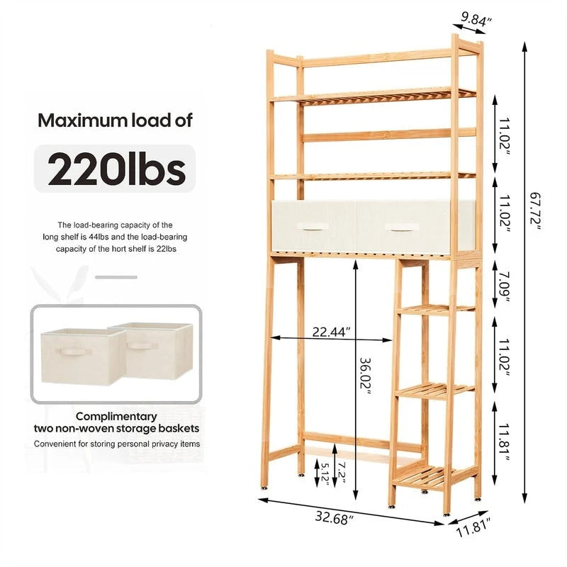 Over the Toilet Storage Cabinet - 11.81D x 32.68W x 67.72H