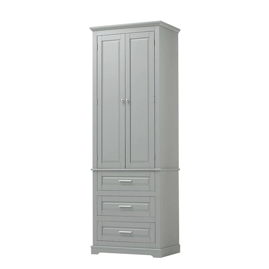 Tall Storage Cabinet with Three Drawers for Bathroom