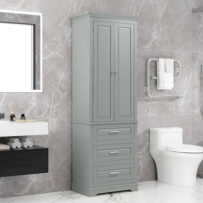Tall Storage Cabinet with Three Drawers for Bathroom