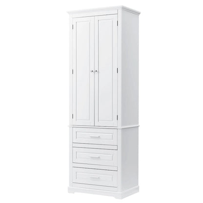 Tall Storage Cabinet with Three Drawers for Bathroom
