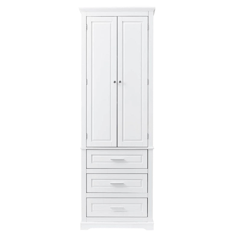 Tall Storage Cabinet with Three Drawers for Bathroom