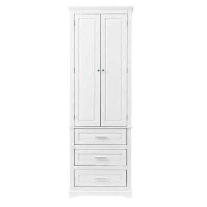 Tall Storage Cabinet with Three Drawers for Bathroom