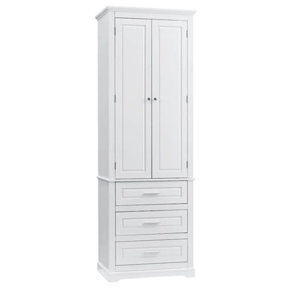 Tall Storage Cabinet with Three Drawers for Bathroom