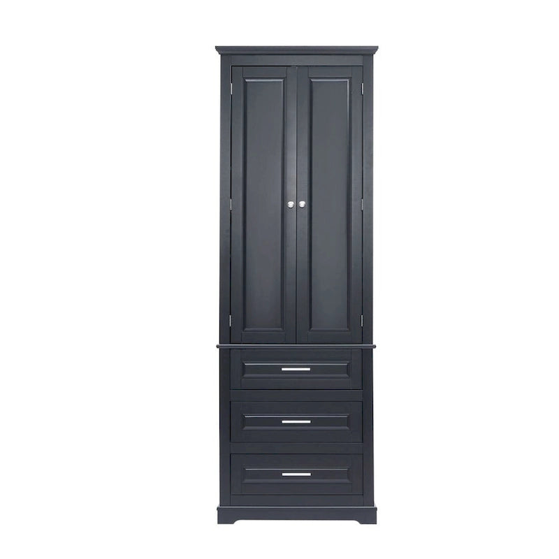 Tall Storage Cabinet with Three Drawers for Bathroom